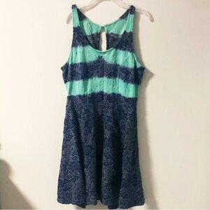 Jessica Simpson Turquoise Jacquard Fit and Flare Dress